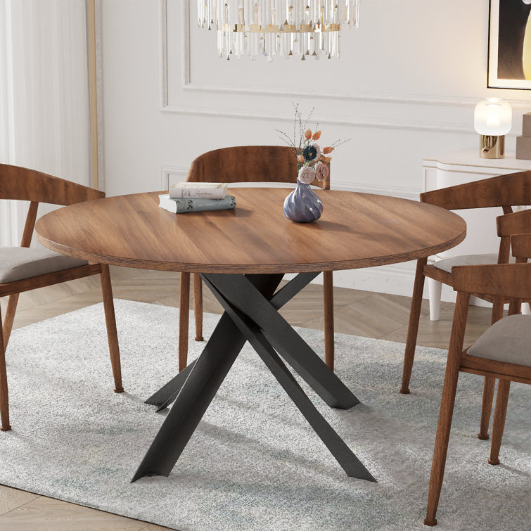 Round industrial dining table shop for 6